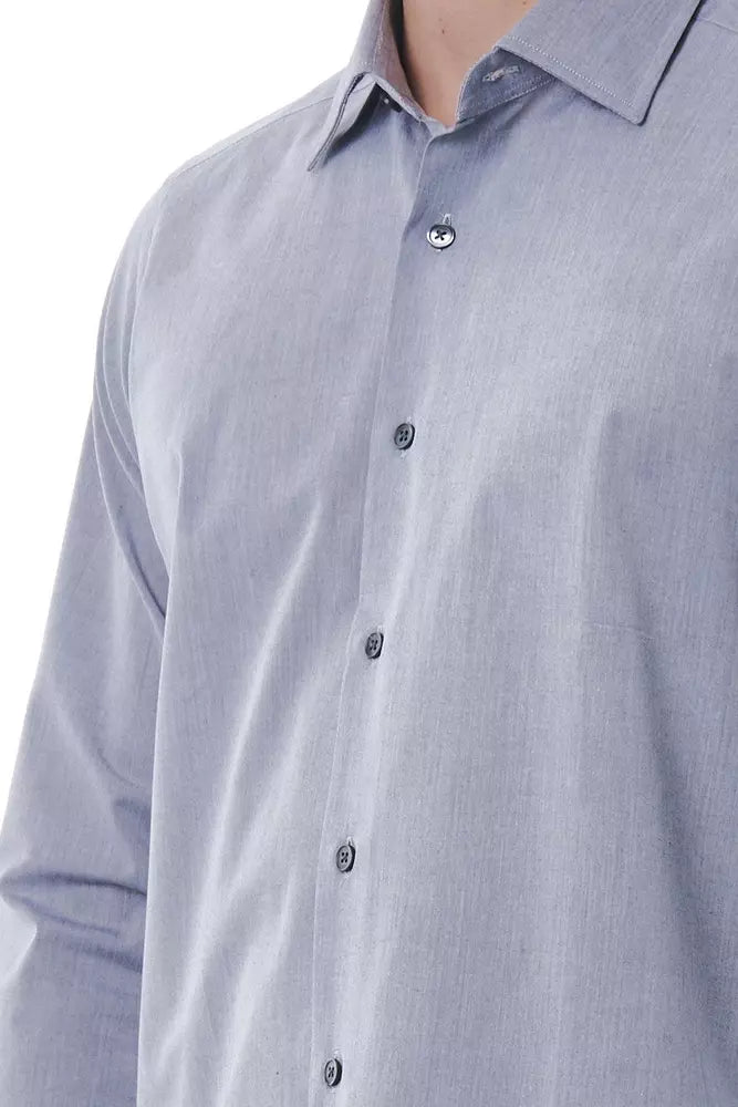 Bagutta Chemise élégante en coton à col italien gris