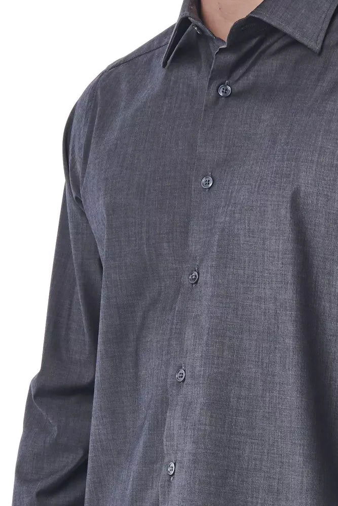 Chemise à col italien gris sophistiqué Bagutta