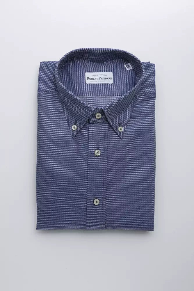 Robert Friedman Chemise boutonnée élégante en coton bleu