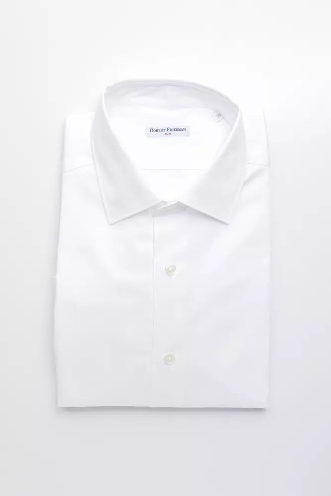 Robert Friedman Chemise élégante à col slim en coton blanc