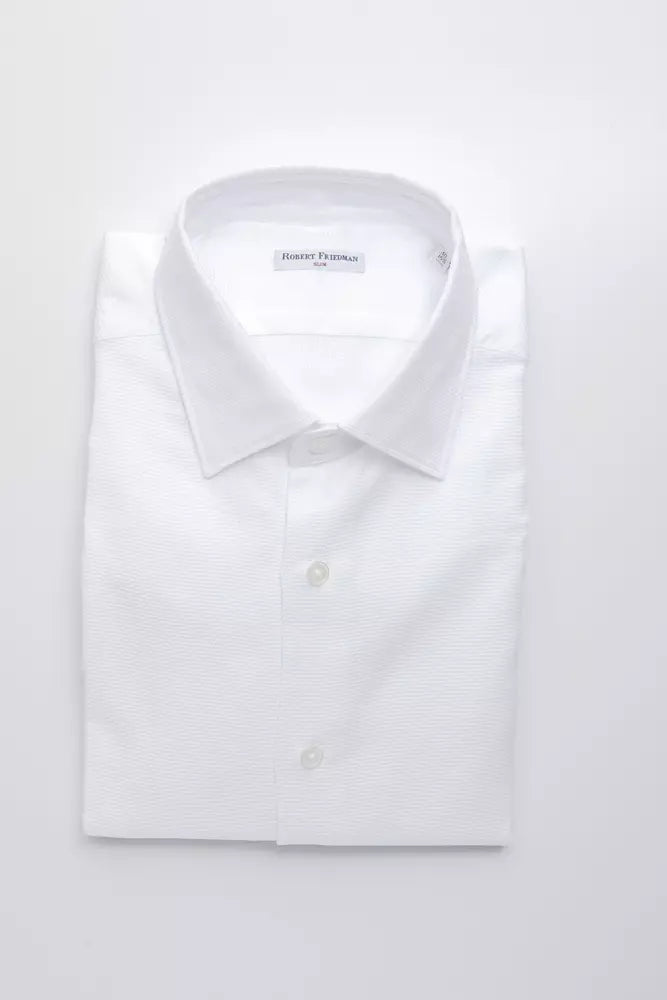 Robert Friedman Chemise élégante en coton blanc coupe slim