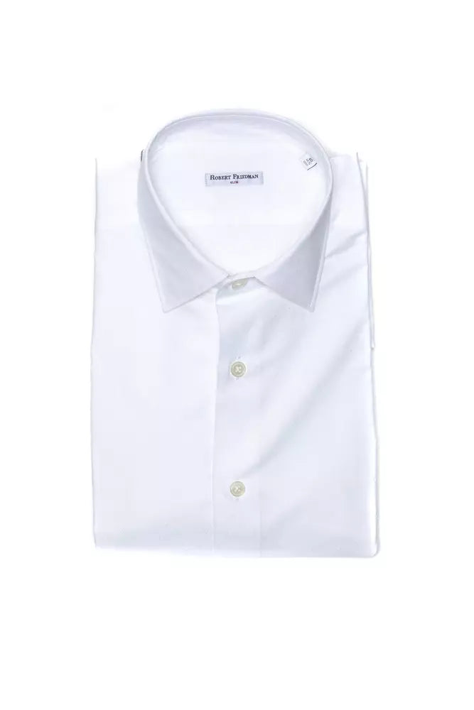 Robert Friedman Chemise slim élégante en coton blanc pour homme