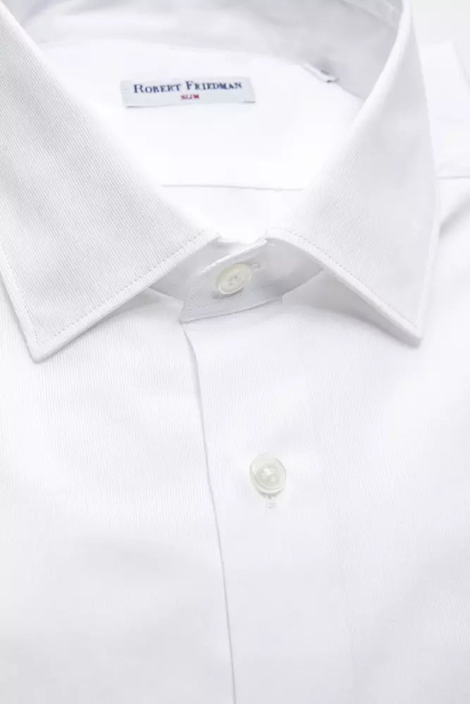 Robert Friedman Chemise élégante à col slim en coton blanc