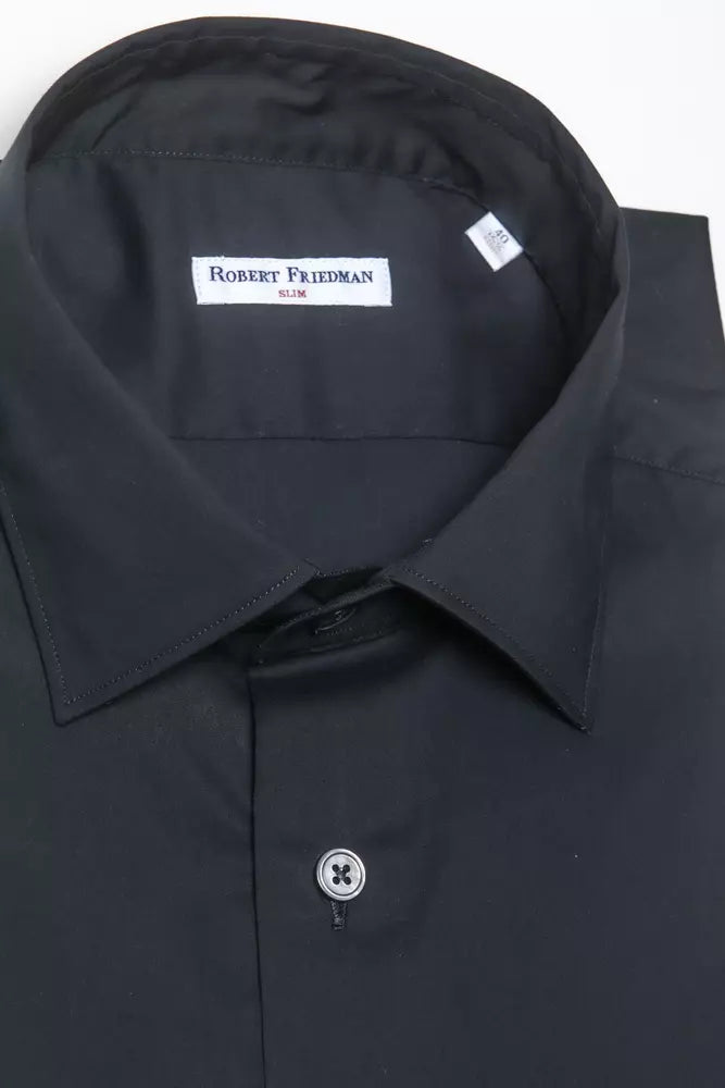 Robert Friedman Chemise élégante à col noir et slim