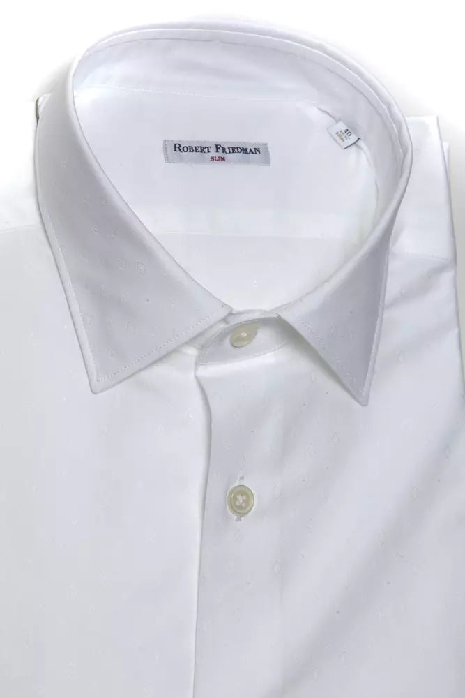 Robert Friedman Chemise slim élégante en coton blanc pour homme