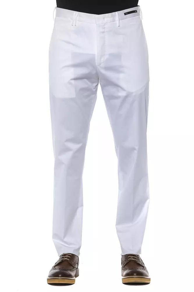 PT Torino Chic Pantalon en coton mélangé blanc pour homme