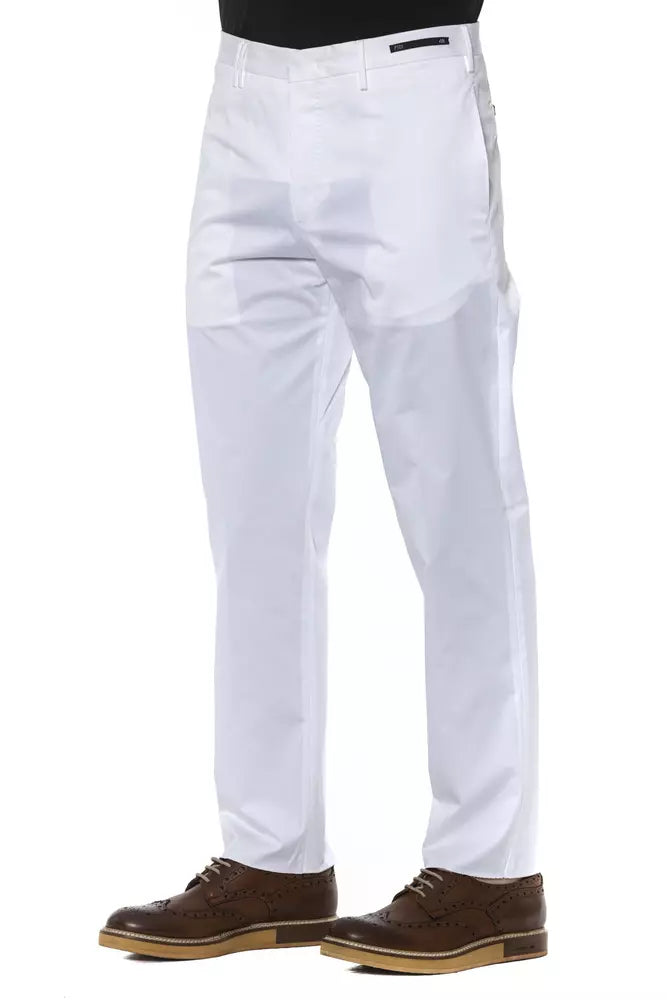 PT Torino Chic Pantalon en coton mélangé blanc pour homme