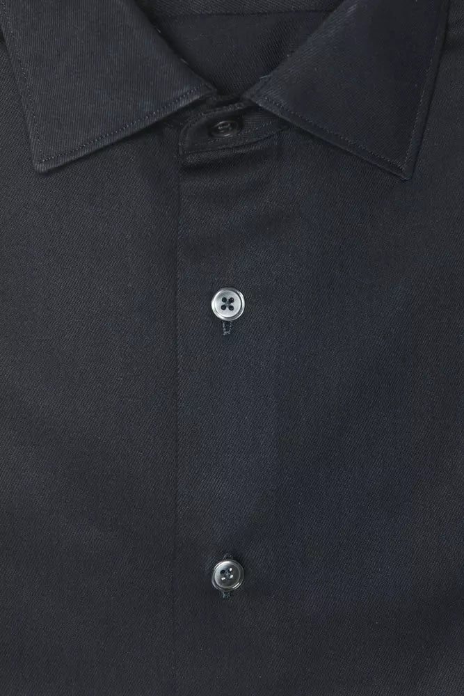 Robert Friedman Chemise élégante à col slim en coton noir