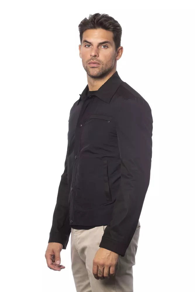 Verri Sleek Black Cotton Blend Bomber Jacket