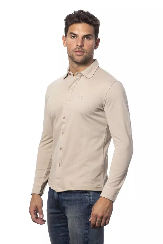 Chemise en coton coupe régulière beige élégante Verri