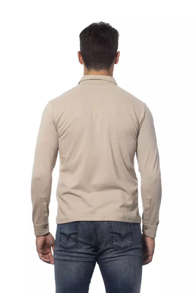 Chemise en coton coupe régulière beige élégante Verri