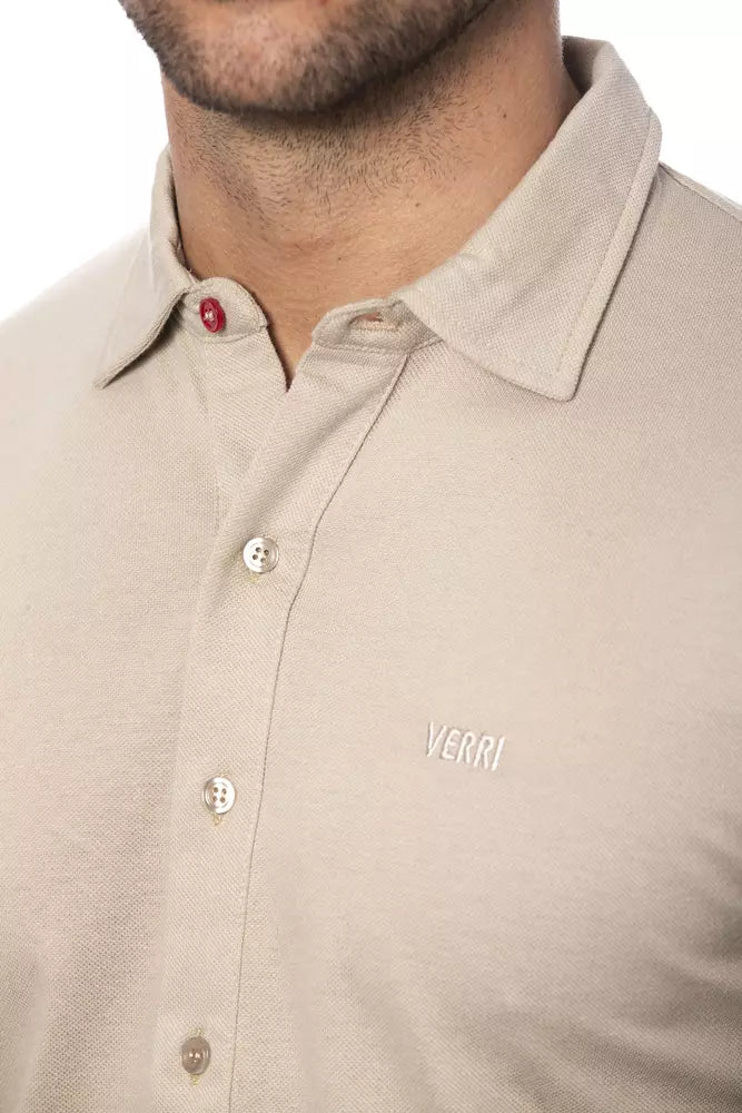 Chemise en coton coupe régulière beige élégante Verri