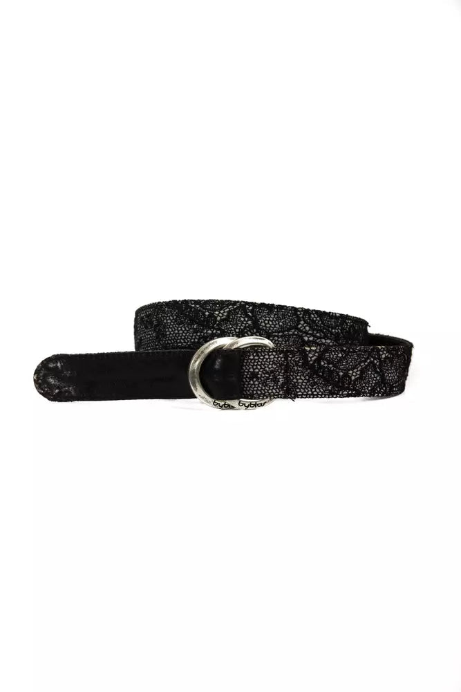 BYBLOS Ceinture élégante en cuir tressé noir texturé