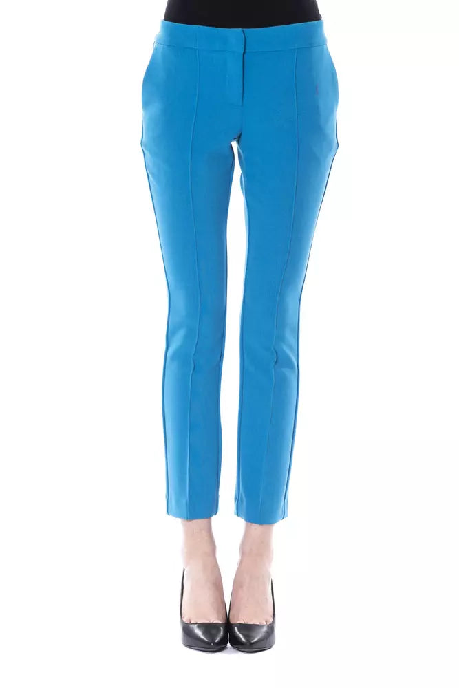 BYBLOS Pantalon skinny bleu clair chic avec fermeture zippée