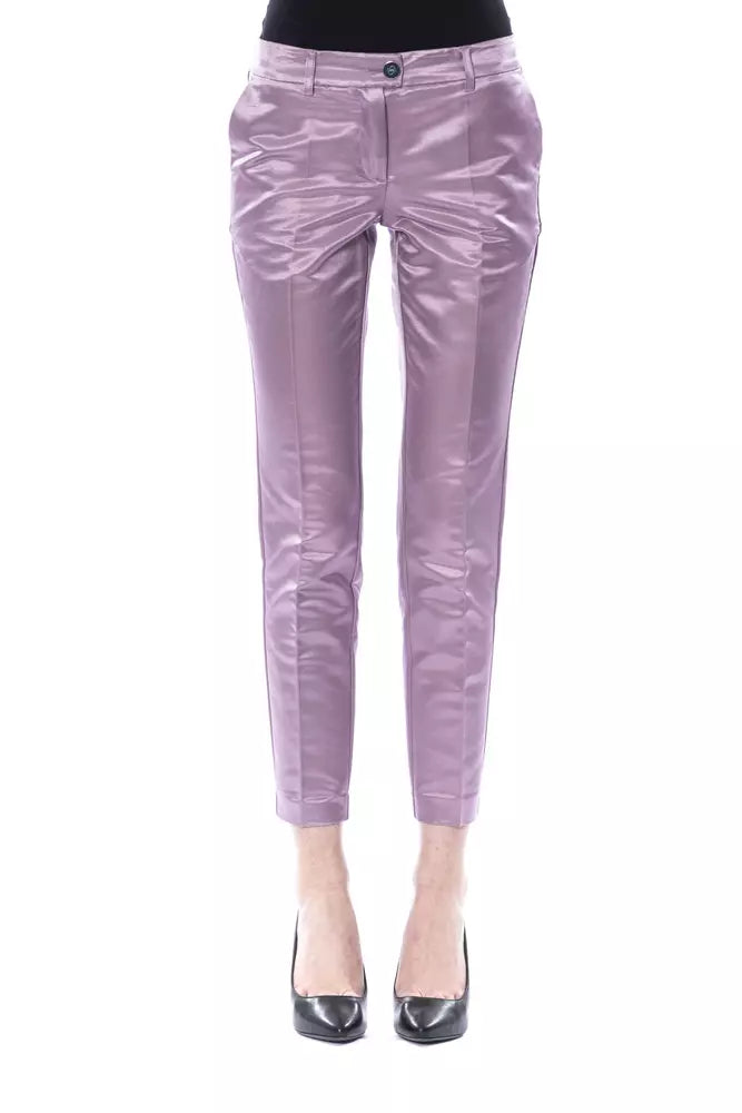 BYBLOS Pantalon élégant en mélange de coton et soie violet