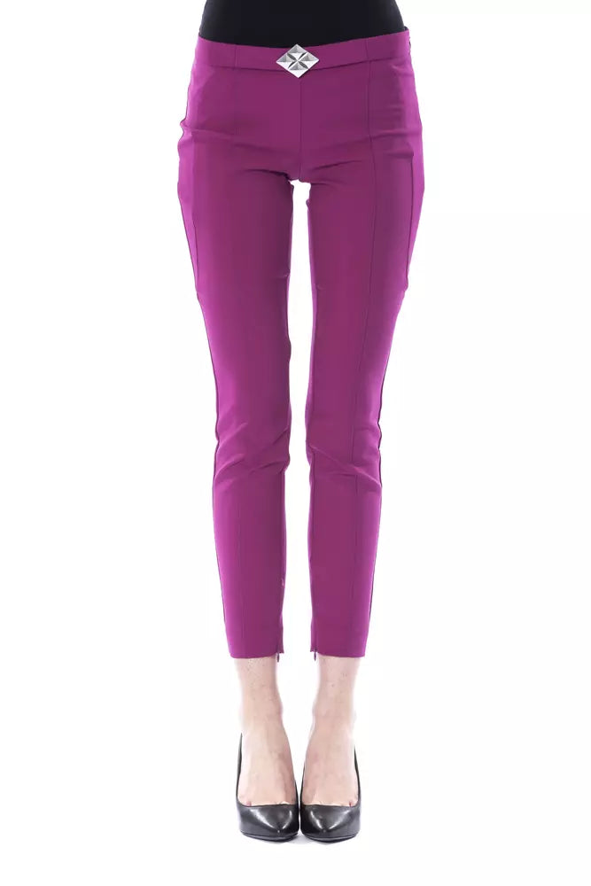 BYBLOS Pantalon skinny violet élégant avec détail zippé chic