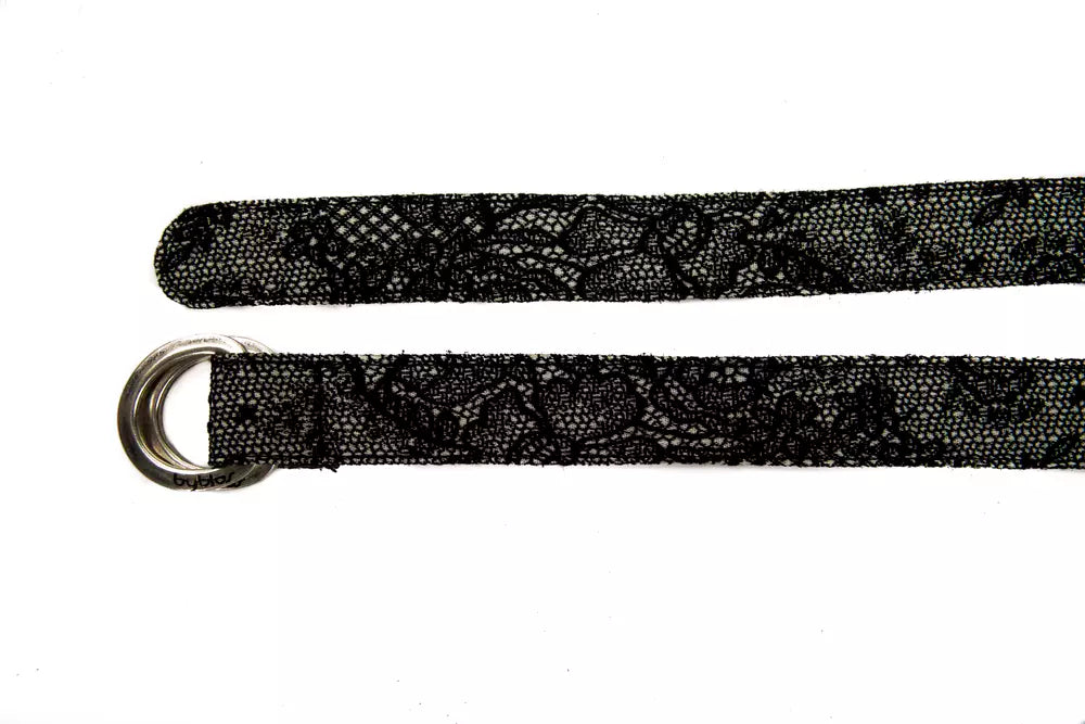 BYBLOS Ceinture élégante en cuir tressé noir texturé