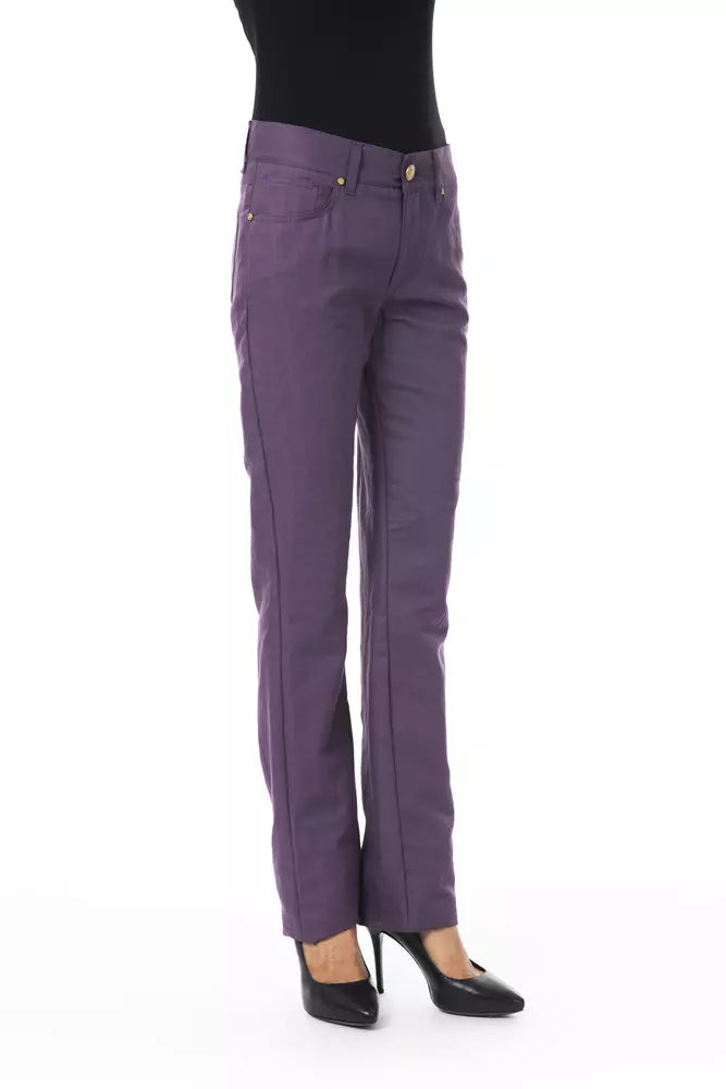 BYBLOS Pantalon chic violet en coton mélangé