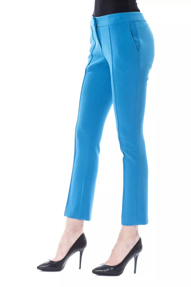 BYBLOS Pantalon skinny bleu clair chic avec fermeture zippée