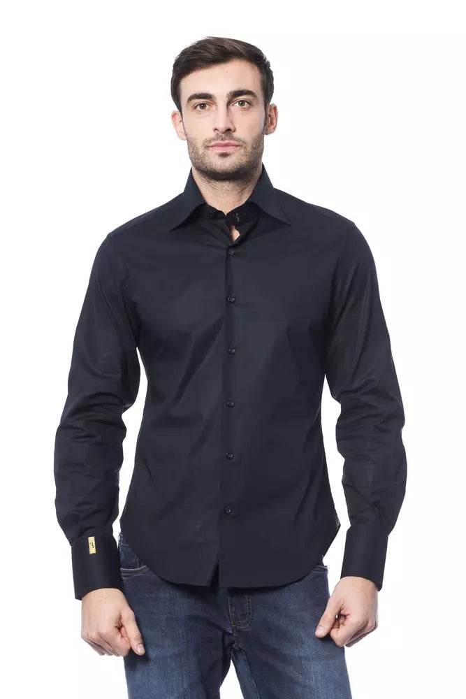 Billionaire Italian Couture Chemise bleue monogramme élégante pour homme