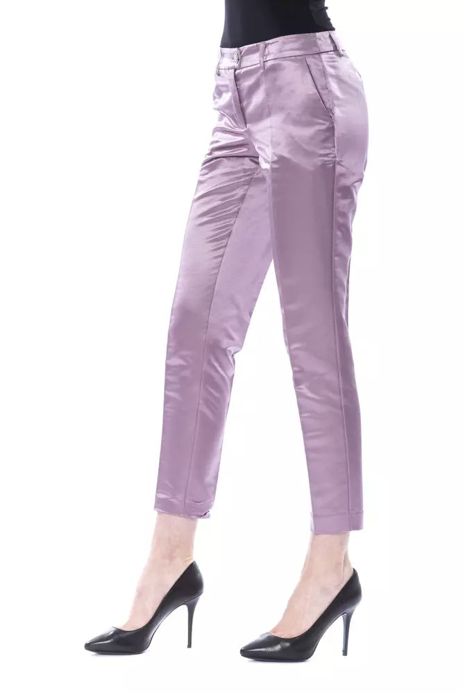 BYBLOS Pantalon élégant en mélange de coton et soie violet