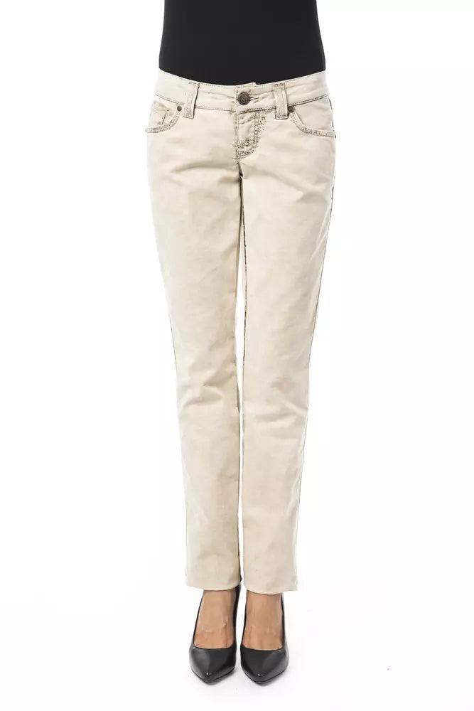 BYBLOS Jean artisanal beige coupe slim chic