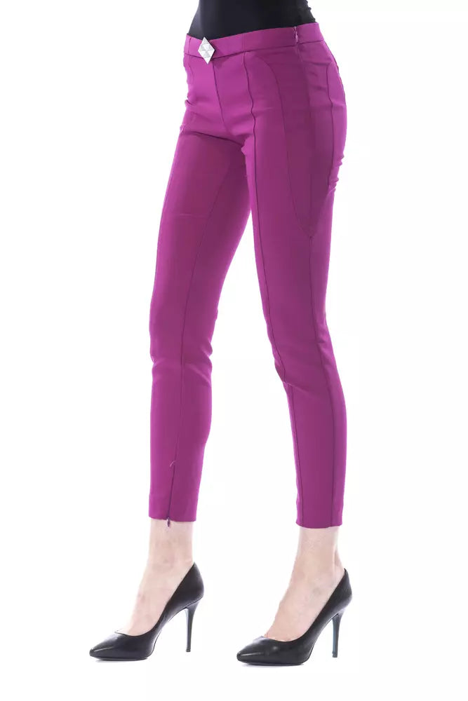 BYBLOS Pantalon skinny violet élégant avec détail zippé chic