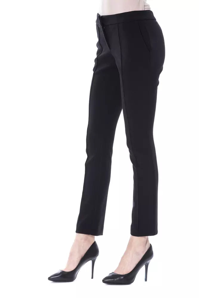 BYBLOS Pantalon skinny noir élégant avec détails uniques