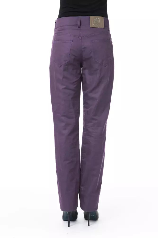 BYBLOS Pantalon chic violet en coton mélangé