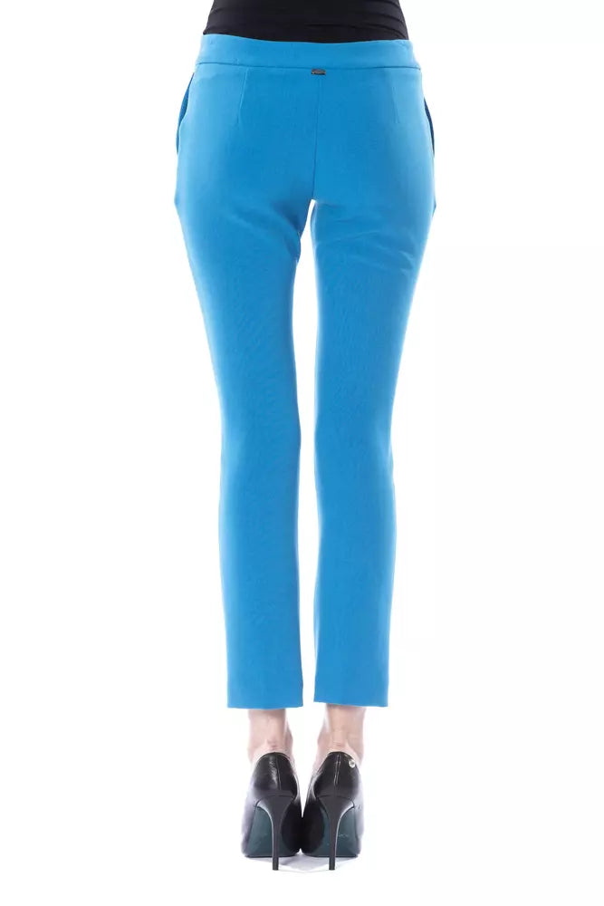 BYBLOS Pantalon skinny bleu clair chic avec fermeture zippée