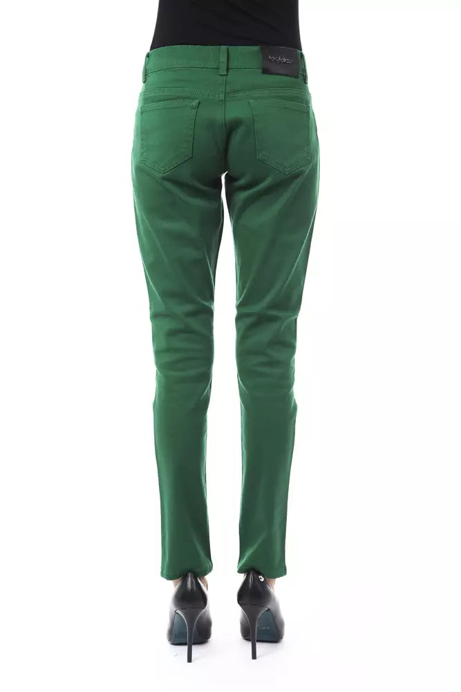 BYBLOS Pantalon chic vert coupe slim en coton