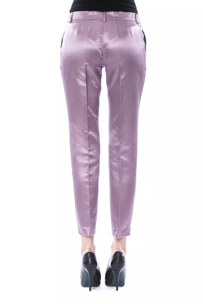 BYBLOS Pantalon élégant en mélange de coton et soie violet