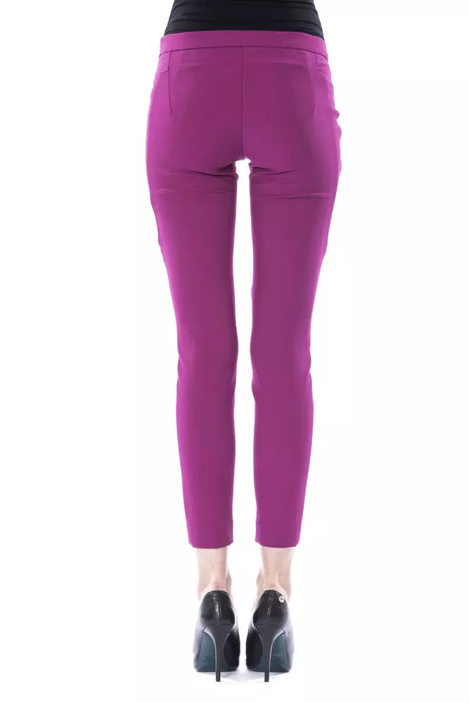 BYBLOS Pantalon skinny violet élégant avec détail zippé chic