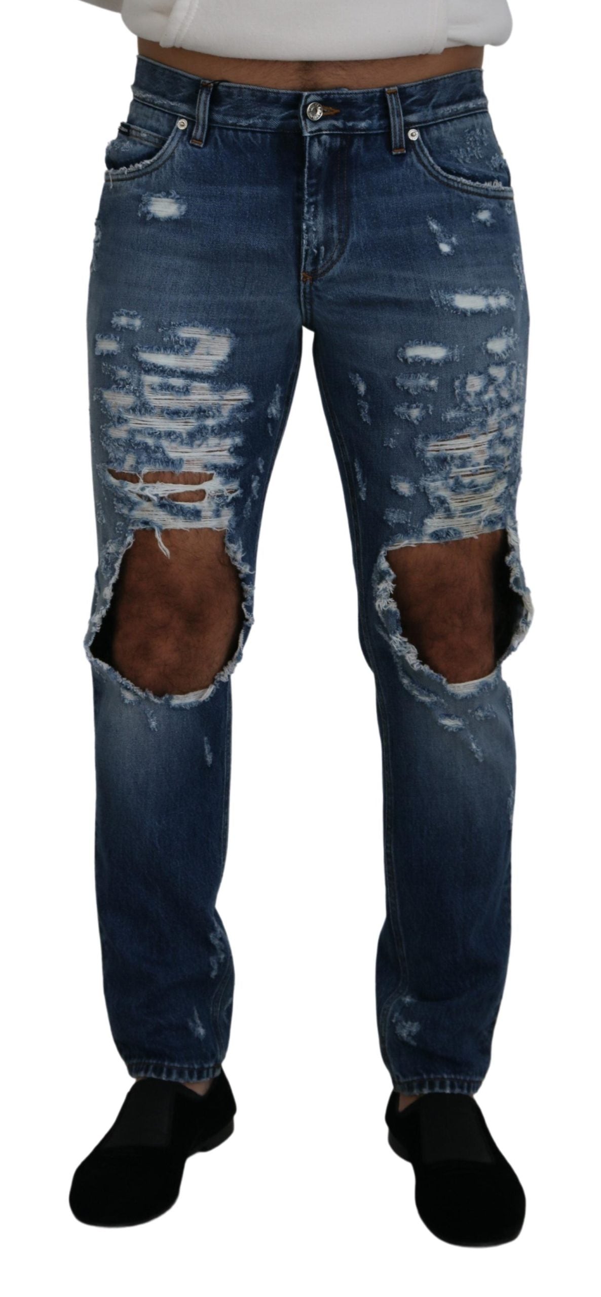 Pantalon en denim en lambeaux Dolce &amp; Gabbana Chic pour l'homme moderne