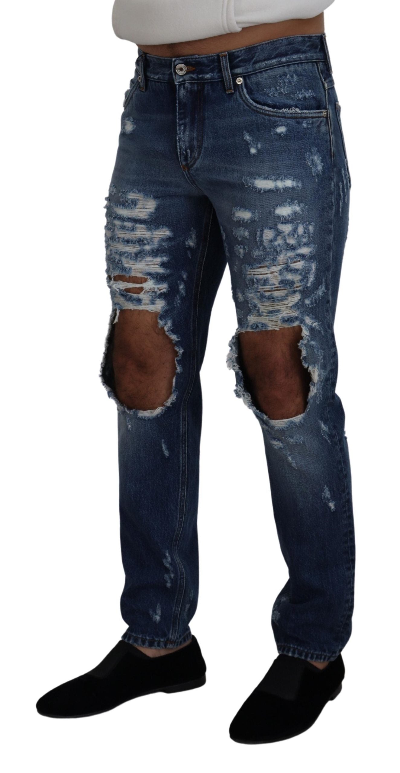 Pantalon en denim en lambeaux Dolce &amp; Gabbana Chic pour l'homme moderne