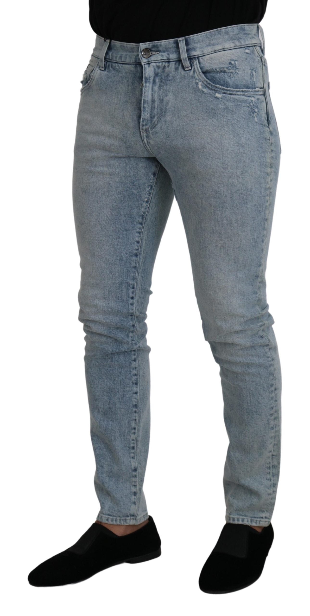 Dolce &amp; Gabbana Pantalon en denim bleu clair classique