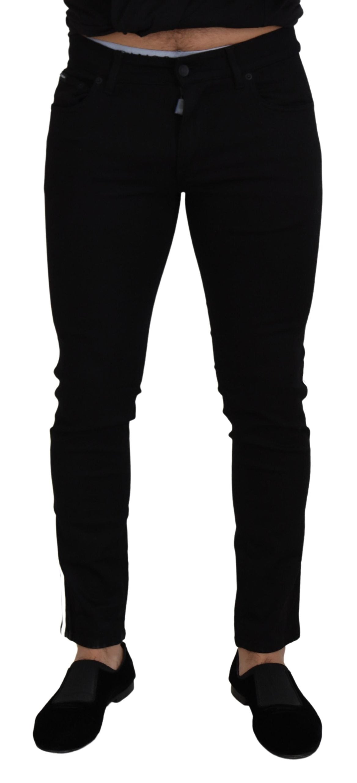 Dolce &amp; Gabbana Pantalon en jean coupe slim noir élégant