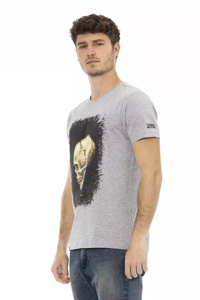 Trussardi Action T-shirt élégant gris à manches courtes et col rond