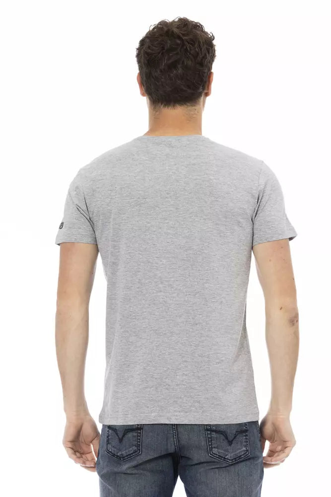 Trussardi Action T-shirt élégant gris à manches courtes et col rond