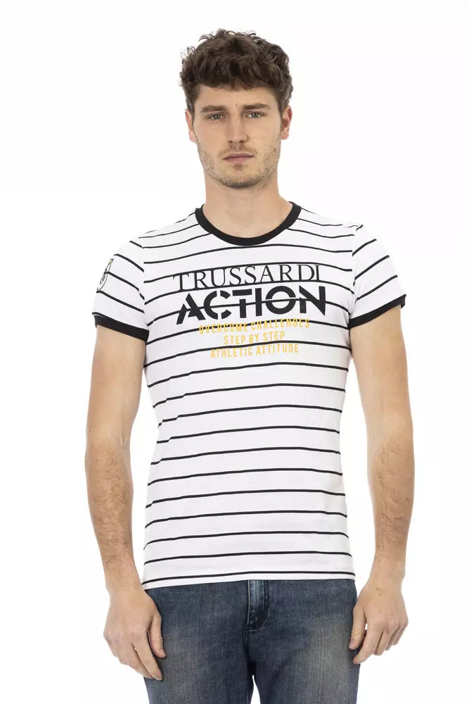 Trussardi Action - T-shirt blanc élégant avec imprimé audacieux