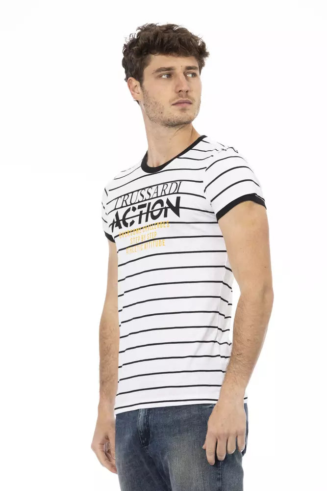 Trussardi Action - T-shirt blanc élégant avec imprimé audacieux