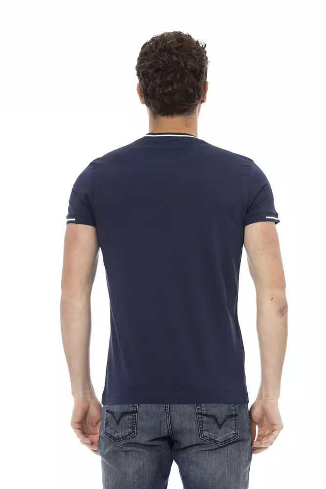 Trussardi Action T-shirt bleu élégant à manches courtes avec imprimé sur le devant