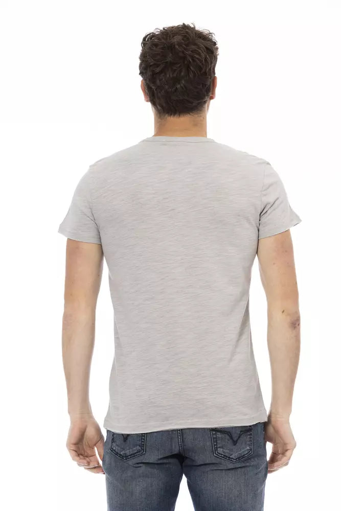 Trussardi Action T-shirt élégant à manches courtes gris avec imprimé