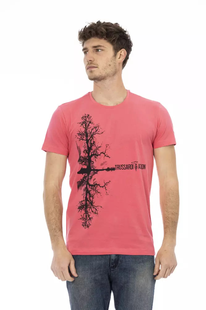 Trussardi Action Pink Cotton Men T-Shirt