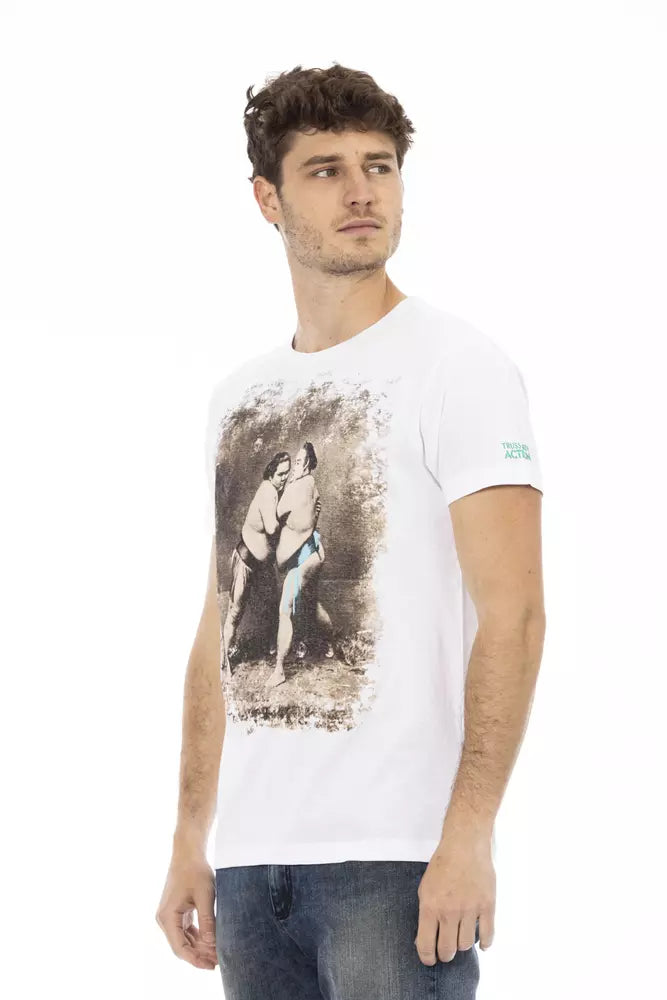 Trussardi Action Elegant White Cotton Blend Tee