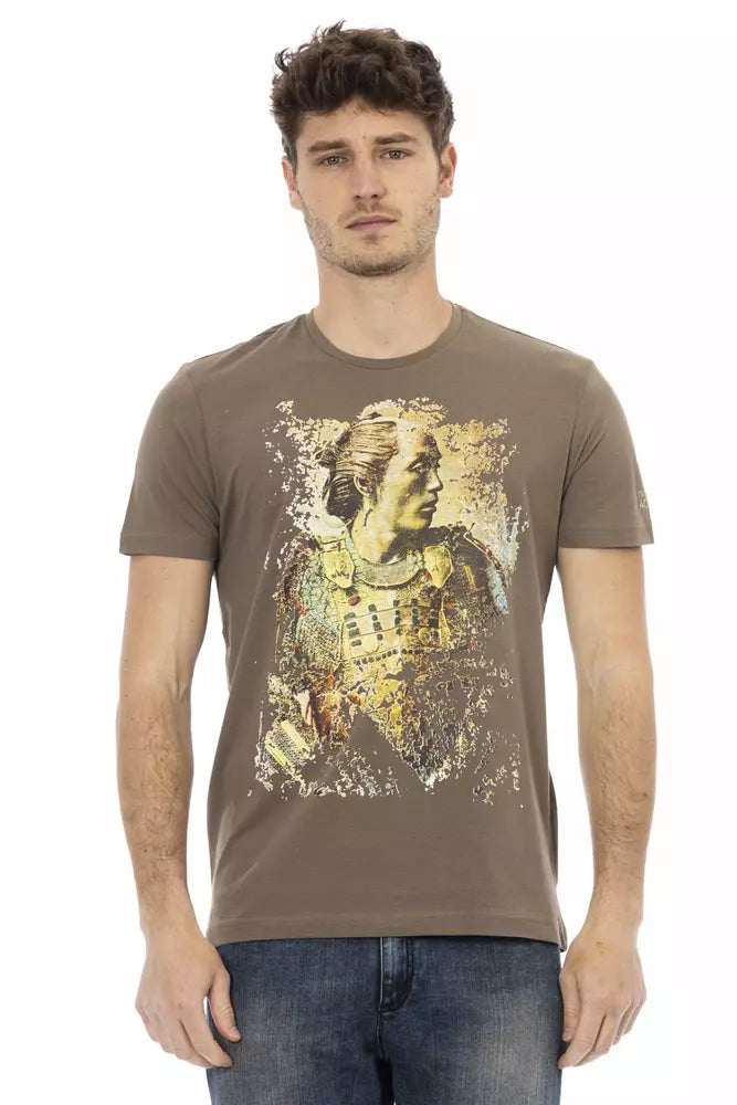 Trussardi Action Chic Brown Short Sleeve Cotton-Blend Tee