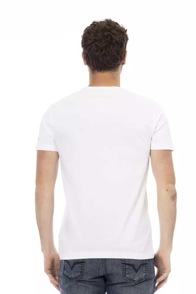 Trussardi Action - T-shirt élégant en coton mélangé blanc avec graphique sur le devant