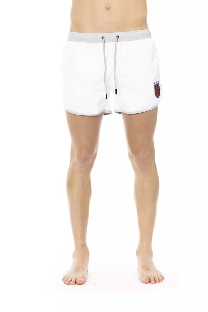 Bikkembergs Short de bain blanc élégant avec imprimé unique sur le devant