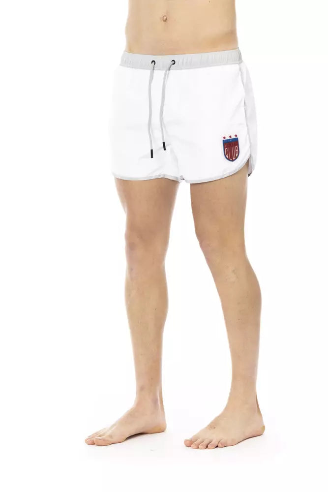 Bikkembergs Short de bain blanc élégant avec imprimé unique sur le devant