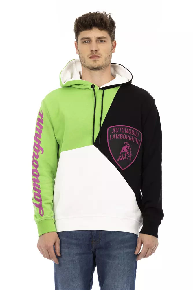 Automobili Lamborghini White Cotton Men Hooded Sweater